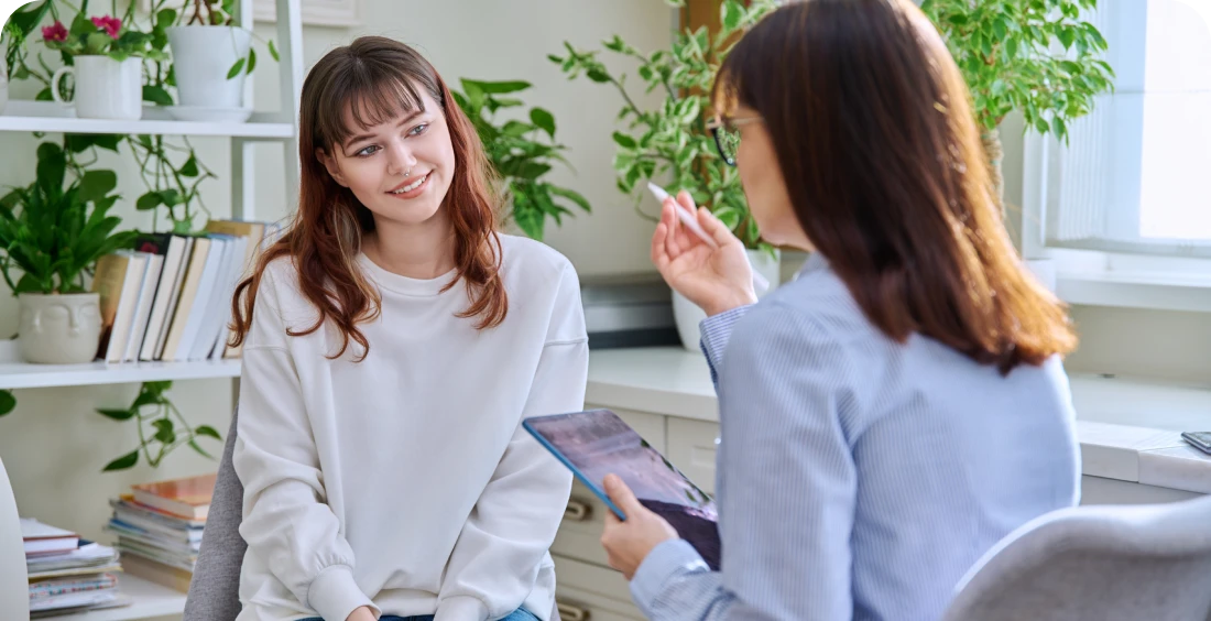 Two women having a conversation